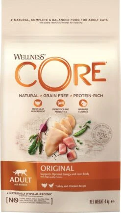 Wellness Core Kattenvoer Original Kalkoen - Kip 4 Kg -Kattenspeelgoed Winkel 686x1200