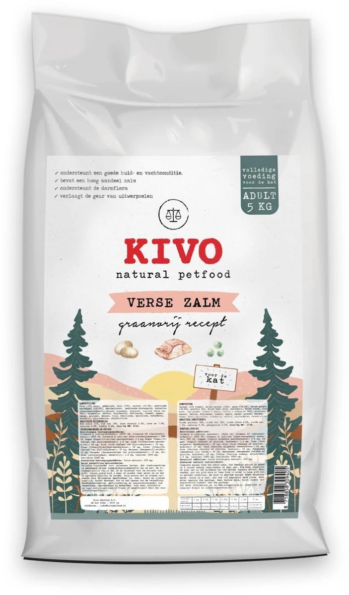 Kivo Petfood Kattenbrokken Verse Zalm - 5 Kg - Graanvrij 3 Kivo Petfood Kattenbrokken Verse Zalm - 5 Kg - Graanvrij