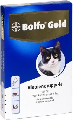 Bayer Bolfo Gold 80 Anti Vlooienmiddel - Kat - > 4 Kg - 4 Pipetten -Kattenspeelgoed Winkel 726x1200