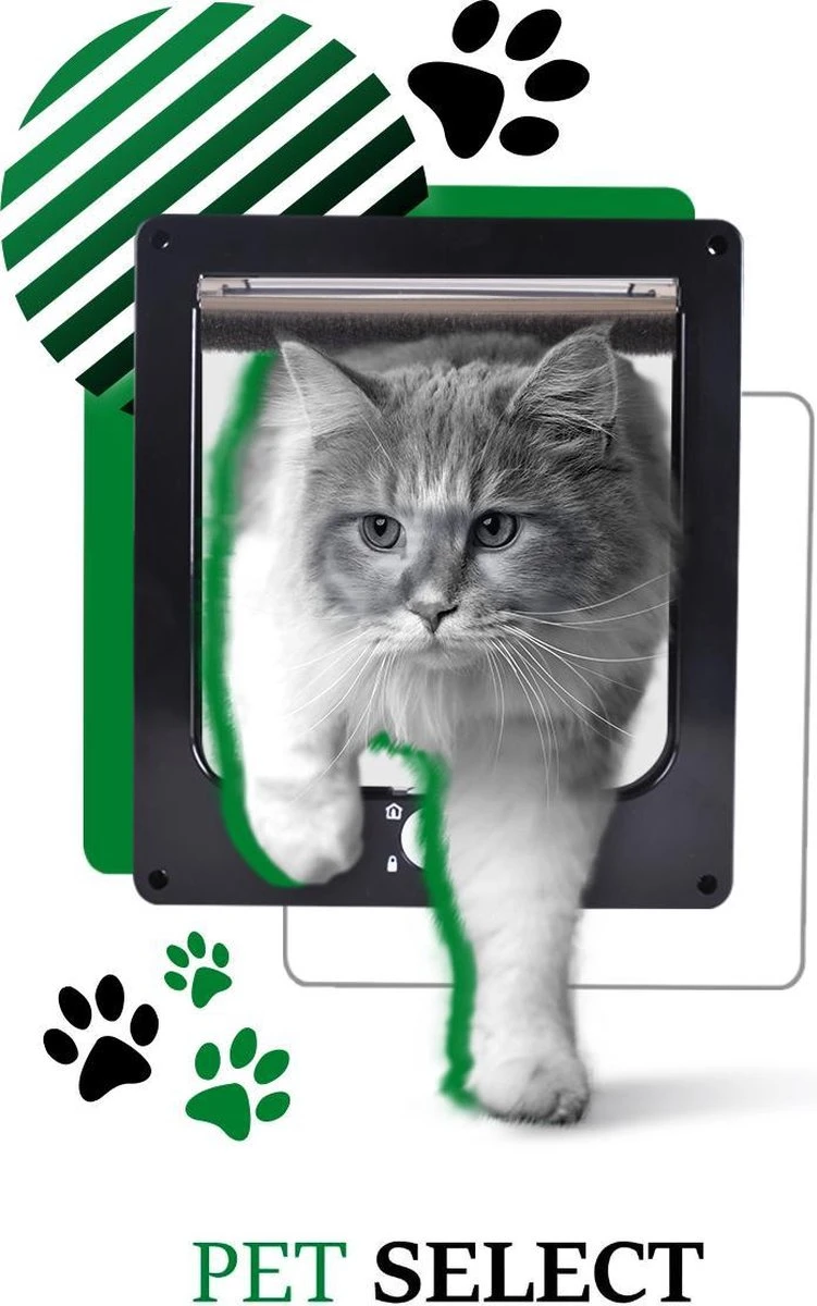 Merkloos Kattenluik Zwart Met Tunnel – 4 Vergrendelingsstanden – Weerbestendig - Maat L 5 Merkloos Kattenluik Zwart Met Tunnel – 4 Vergrendelingsstanden – Weerbestendig - Maat L - Afbeelding 3