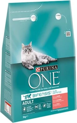 Purina ONE Adult - Kattenvoer Zalm & Volkoren Granen - 3kg -Kattenspeelgoed Winkel 753x1200 3