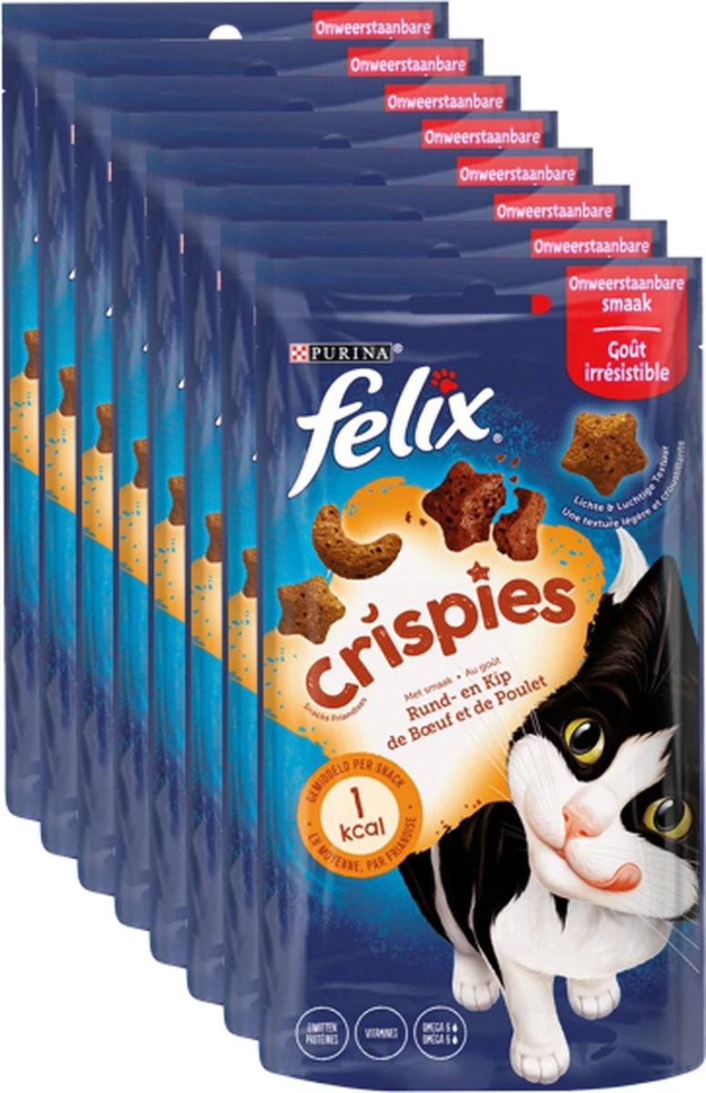 Felix Crispies - Kattensnacks Rund & Kip - 8 X 45g 4 Felix Crispies - Kattensnacks Rund & Kip - 8 X 45g - Afbeelding 2