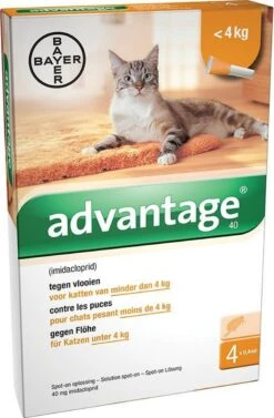 Bayer Advantage 40 Tegen Vlooien - <4kg - 4 X 0,4 Ml - Adult -Kattenspeelgoed Winkel 786x1200 1