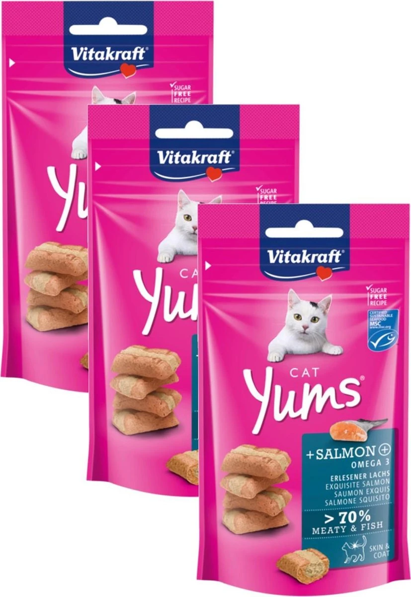 Vitakraft Cat Yums - Kat - Snack - Zalm - 3 X 40 Gr 4 Vitakraft Cat Yums - Kat - Snack - Zalm - 3 X 40 Gr - Afbeelding 2