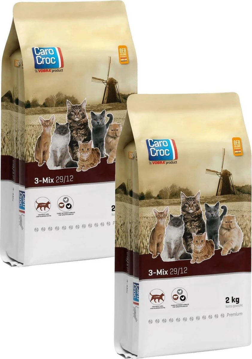 Carocroc 3-Mix - Kattenvoer - 2 X 2 Kg 3 Carocroc 3-Mix - Kattenvoer - 2 X 2 Kg