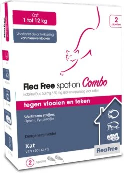 Flea Free Ectoline Duo Kat - Tegen Vlooien En Teken - 2 Pipetten -Kattenspeelgoed Winkel 861x1200