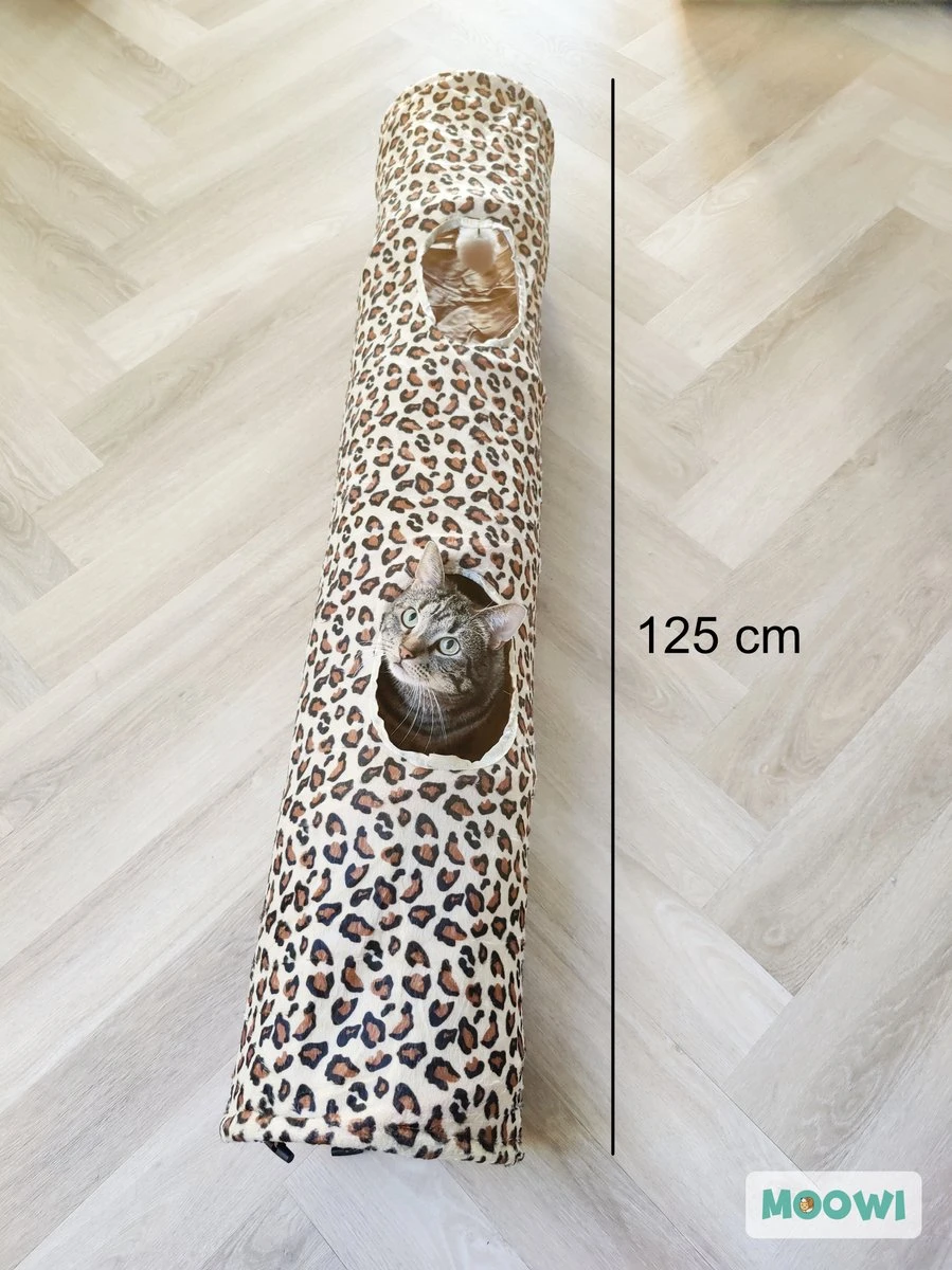 Moowi - Kattentunnel Luipaardprint - 125 Cm - Speeltunnel - Tijgerprint 4 Moowi - Kattentunnel Luipaardprint - 125 Cm - Speeltunnel - Tijgerprint - Afbeelding 2