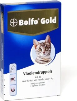 Bayer Bolfo Gold 40 Anti Vlooienmiddel - Kat - 0 Tot 4 Kg - 4 Pipetten -Kattenspeelgoed Winkel 913x1200 1
