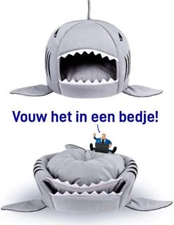MikaMax Haai Hondenmand - Kattenmand - Dierenmand - Huisdierkussen - Mand Of Bed - Origineel - Extra Zacht Materiaal - 42 X 42 X 36 Cm -Kattenspeelgoed Winkel 926x1200 3