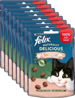 Felix Naturally Delicious Zalm & Spinazie - Kattensnacks - 8 X 50g -Kattenspeelgoed Winkel 930x1200