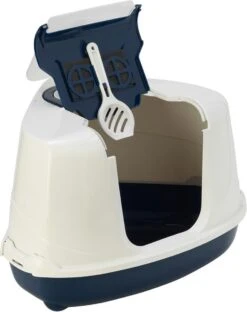 Moderna Flip Hoekkattenbak - Donkerblauw/Wit - 56 X 45 X 39 Cm -Kattenspeelgoed Winkel 951x1200 2