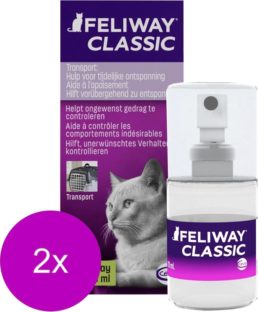 Feliway Anti-Stress Spray Kat - Anti Stressmiddel - 2 X 20 Ml 3 Feliway Anti-Stress Spray Kat - Anti Stressmiddel - 2 X 20 Ml