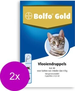 Bolfo Gold Kat 40 - Anti Vlooienmiddel - 2 X 4 Stuks 0 - 4 Kg -Kattenspeelgoed Winkel 992x1200